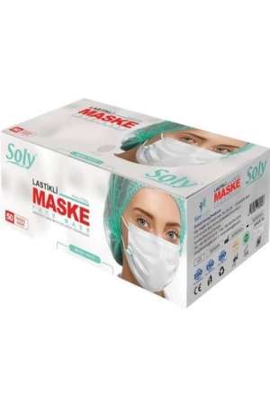 Care 3 Katlı Lastikli Burun Telli Cerrahi Beyaz Maske 50´li B0000x2820